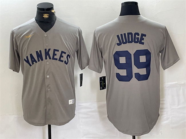 Men's New York Yankees #99 Aaron Judge Grey Cool Base Stitched Baseball Jersey
